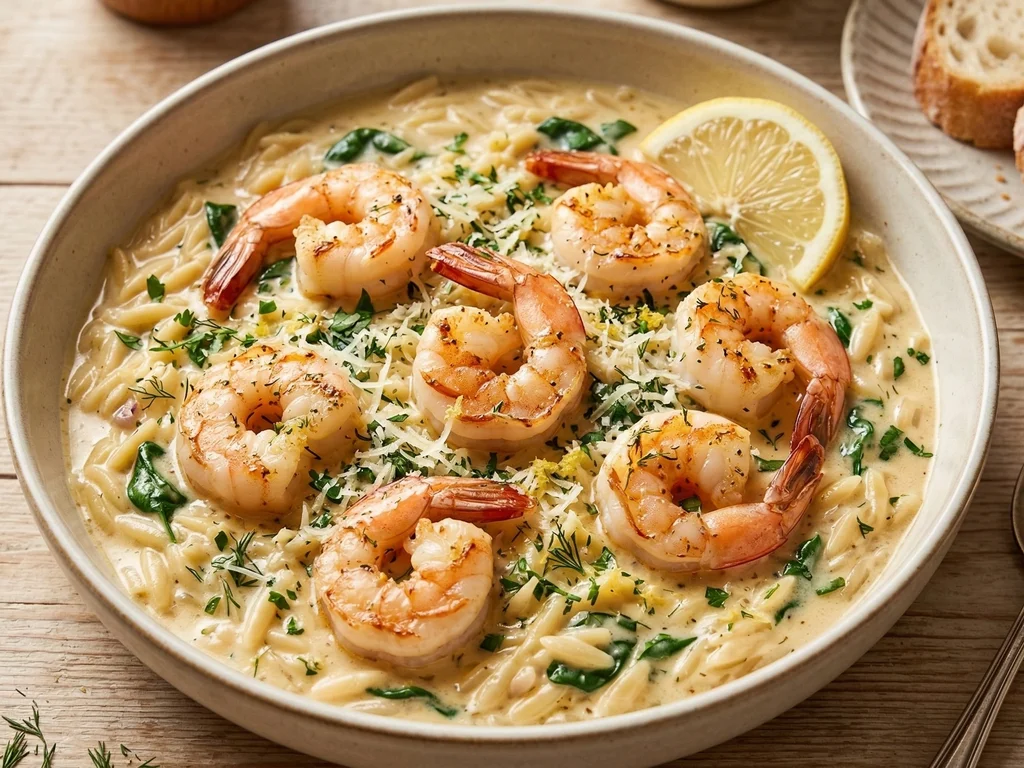 Garlic Butter Shrimp and Orzo