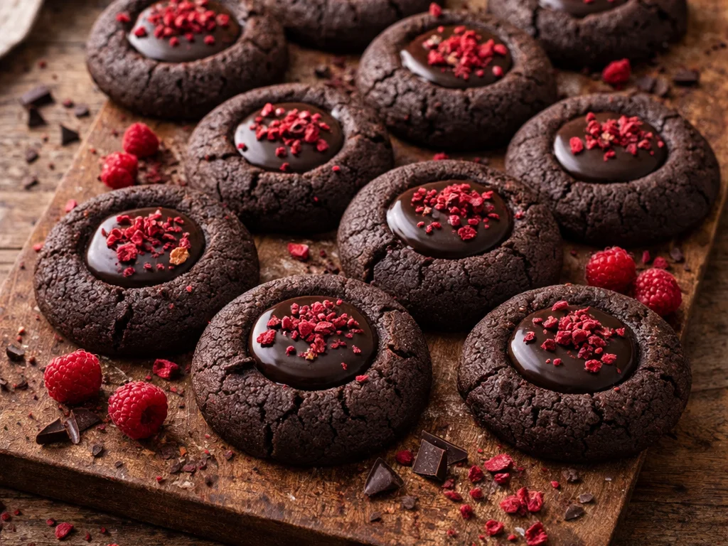 Ganache-Filled Chocolate Thumbprint Cookies