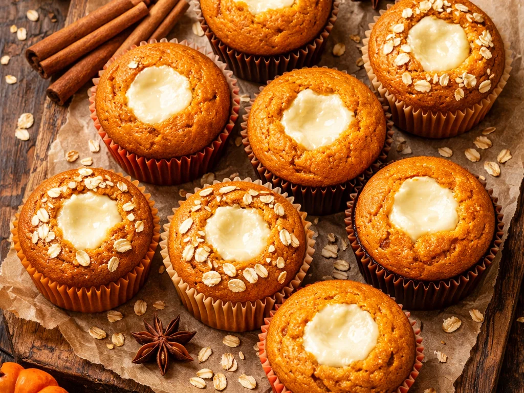 Spiced Pumpkin Cream Cheese Muffins
