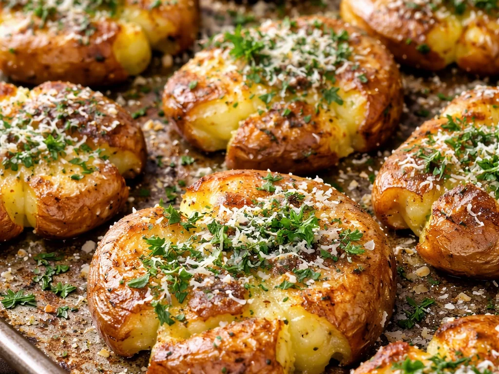 Herbed Garlic Smashed Potatoes
