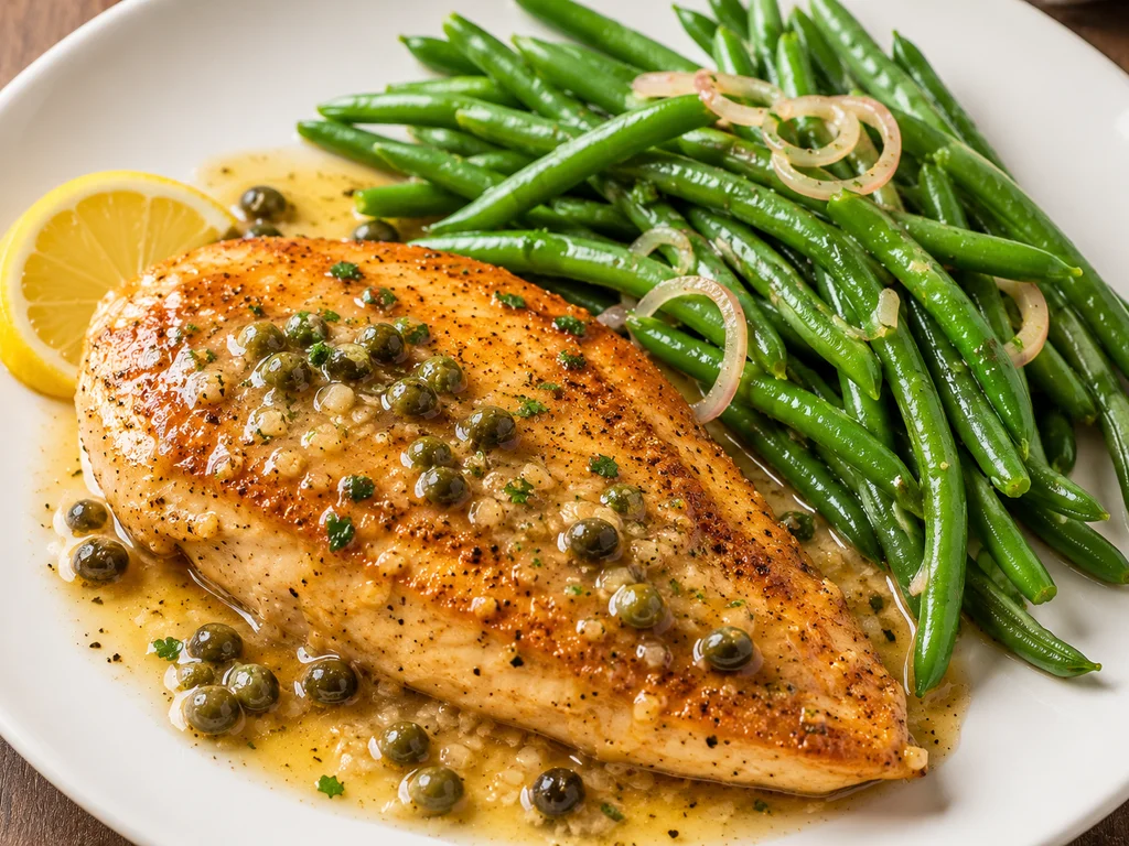Chicken Piccata with Sautéed Green Beans