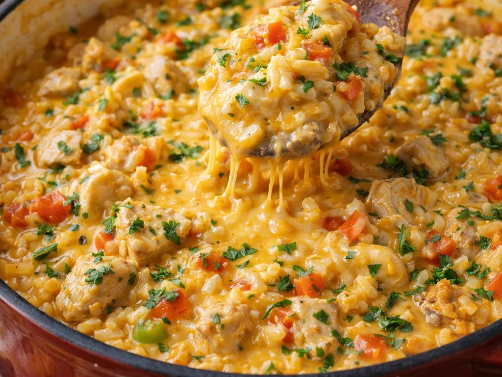 Creamy Queso Chicken and Rice