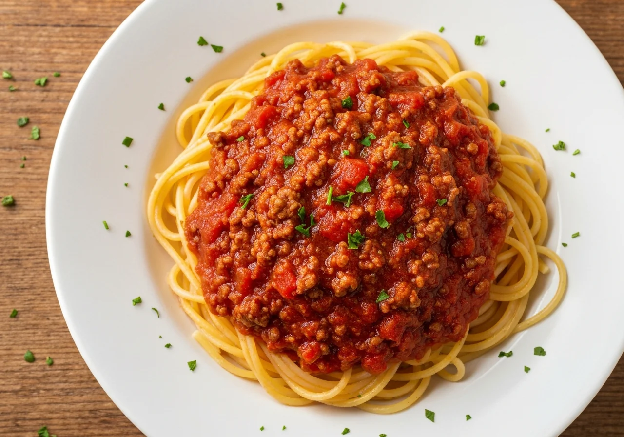 Hearty Italian Meat Sauce Spaghetti