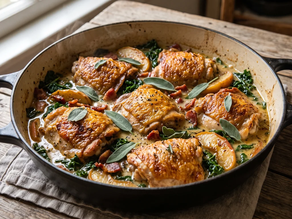 Creamy Tuscan Cider-Braised Chicken Thighs