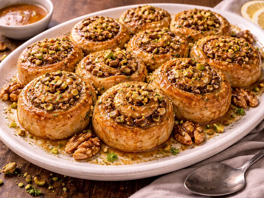 Honeyed Baklava Cinnamon Rolls