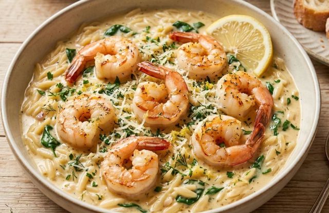 Garlic Butter Shrimp and Orzo
