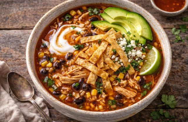 Hearty Mexican Chicken Rice Soup