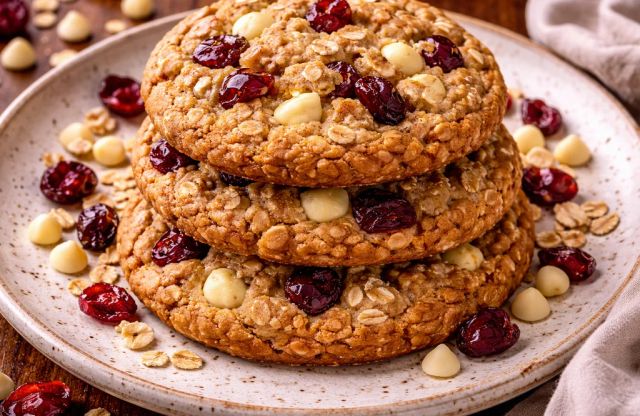 Chewy White Chocolate Cranberry Oatmeal Cookies