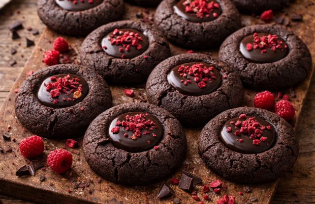 Ganache-Filled Chocolate Thumbprint Cookies