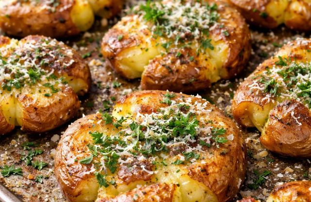 Herbed Garlic Smashed Potatoes