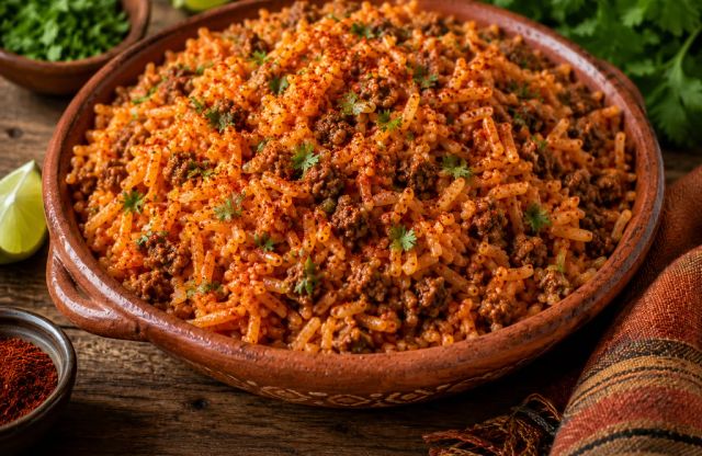 Saffron Basmati Mexican Rice with Ground Beef