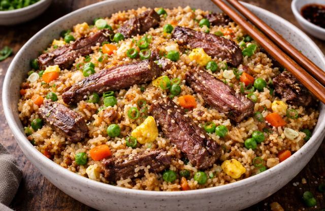 Garlicky Steak Fried Rice