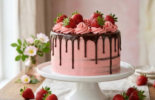 Fudgy Chocolate Strawberry Cake