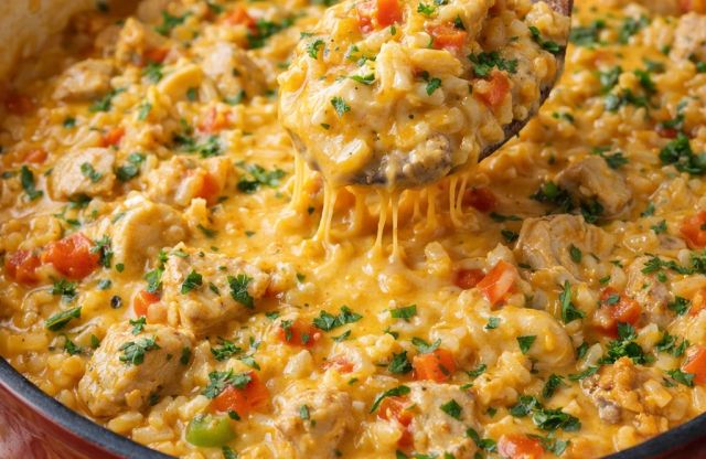 Creamy Queso Chicken and Rice