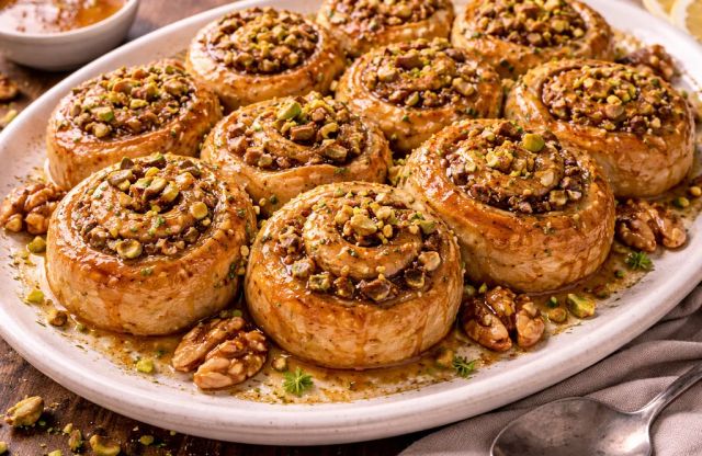 Honeyed Baklava Cinnamon Rolls